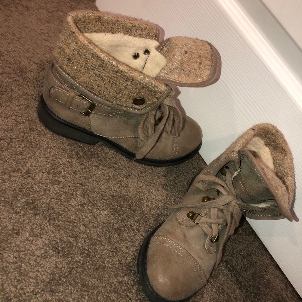 Tan Fuzzy Ankle Booties